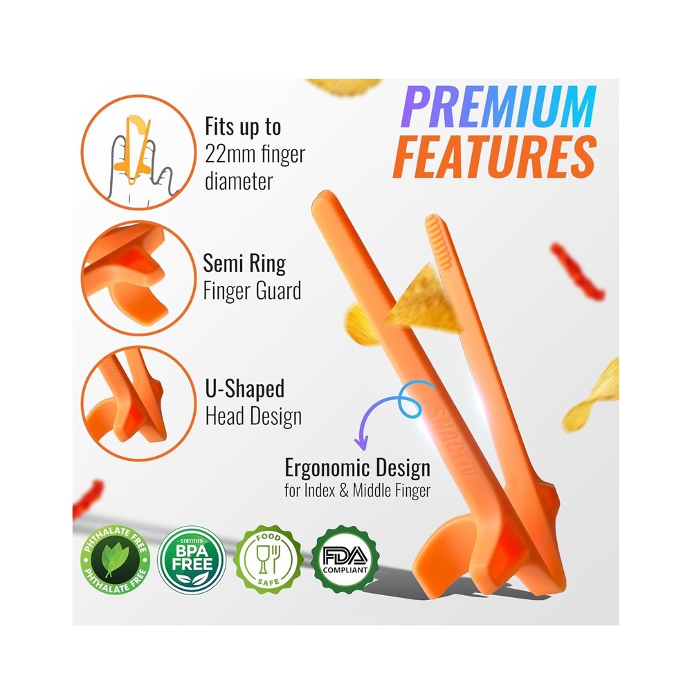 Finger Chopsticks Snack Tongs - 8 Pcs Mess Free Gaming‎ Accessories - Picture 2 of 5